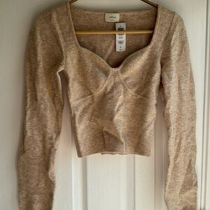 Aritzia Greer Heather Oatmeal Sweater Top